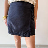 Lace Trim Detail Wrap Mini Skirt