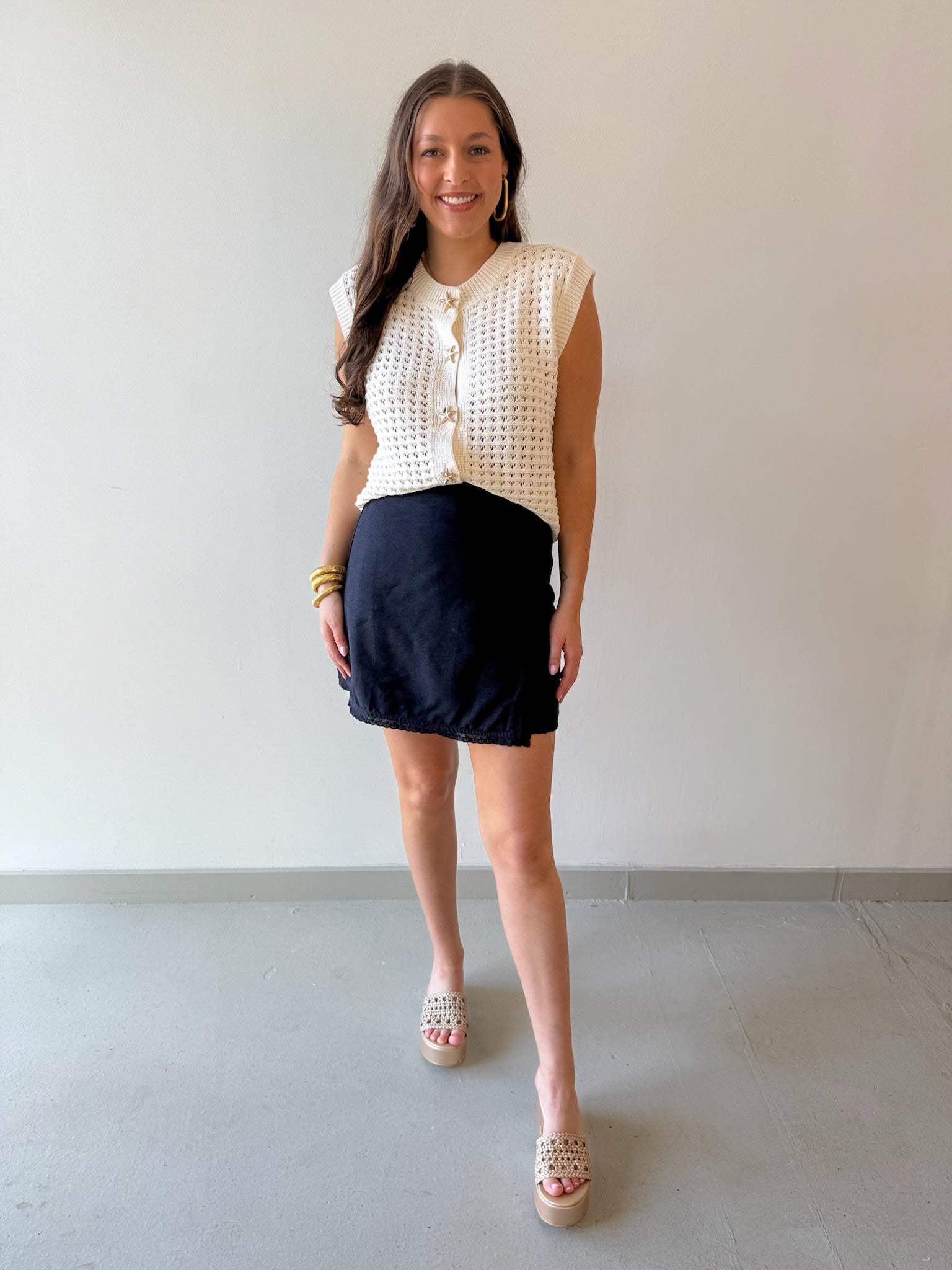Lace Trim Detail Wrap Mini Skirt