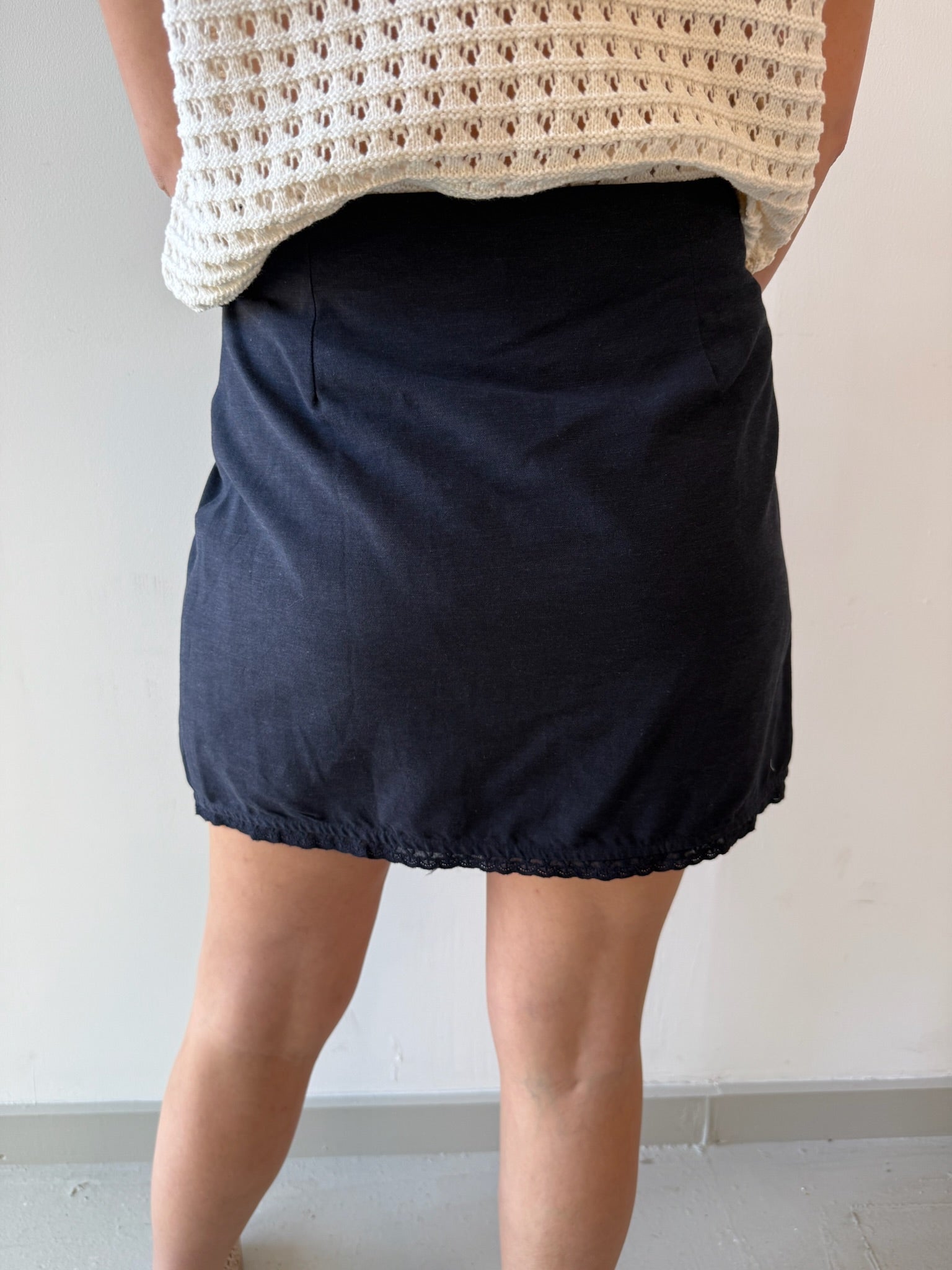 Lace Trim Detail Wrap Mini Skirt