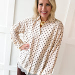 Lace Trim Oversized Shirt- Ivory
