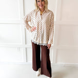 Lace Trim Oversized Shirt- Ivory