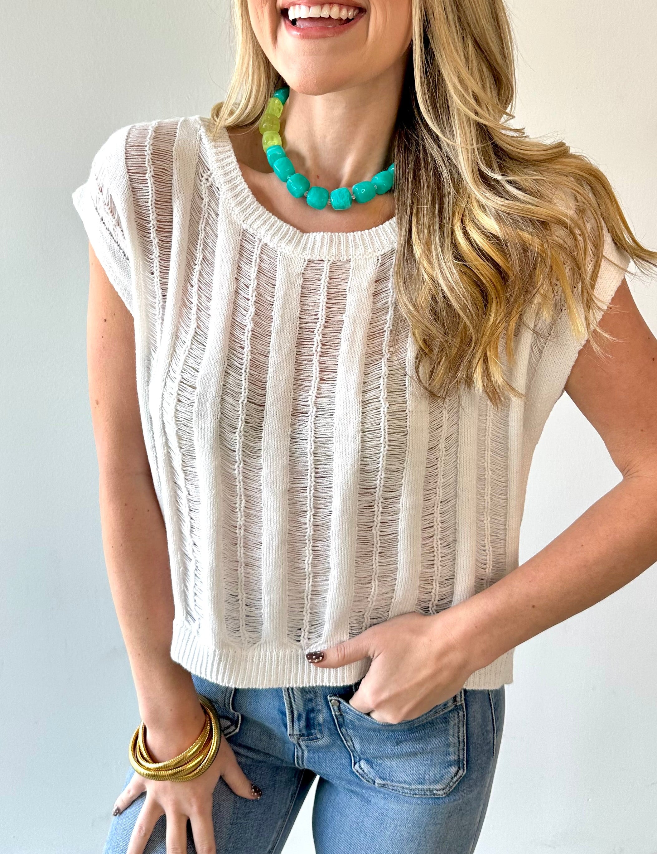 Ladder Knit Boxy Fit Top