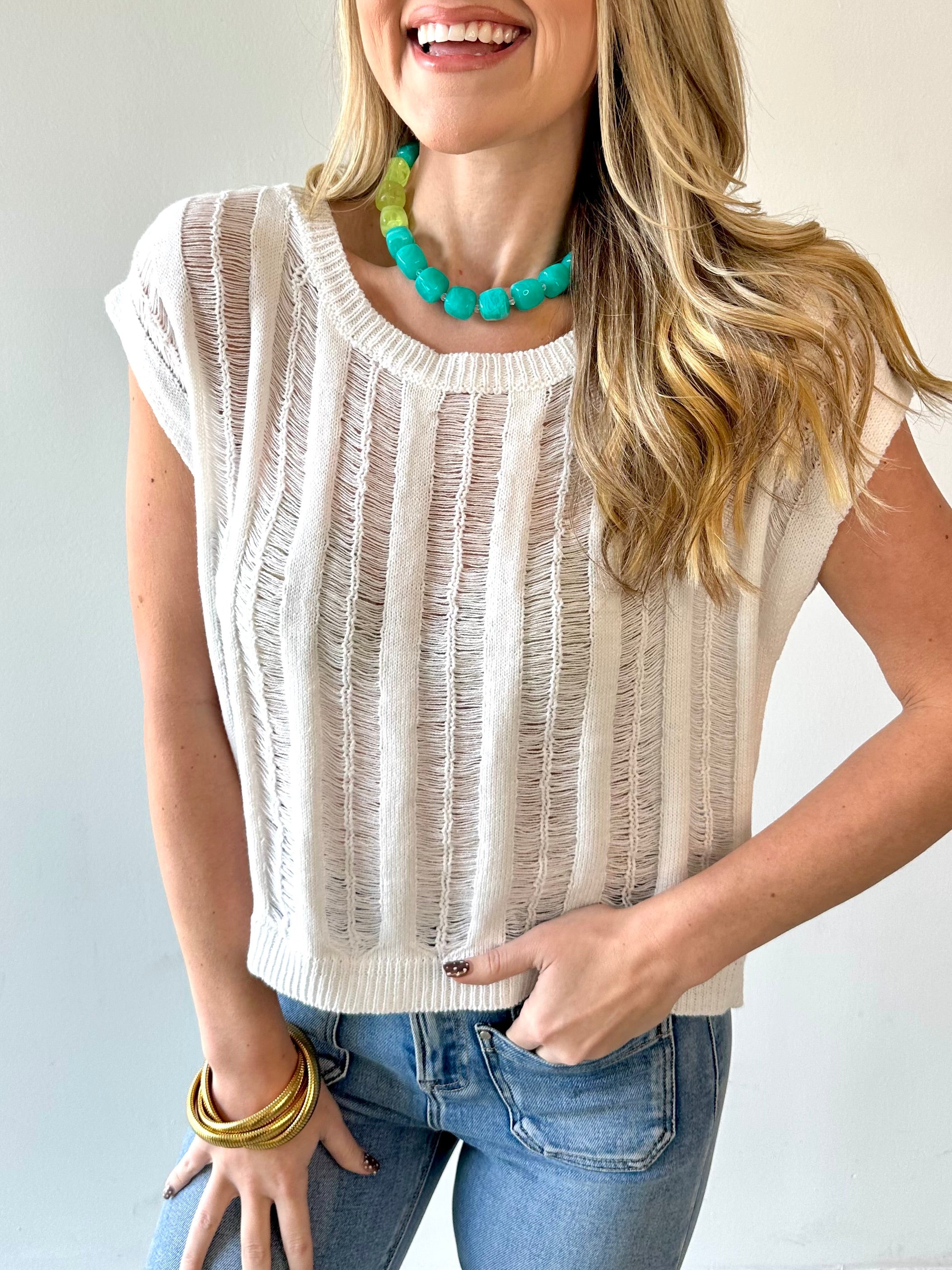 Ladder Knit Boxy Fit Top