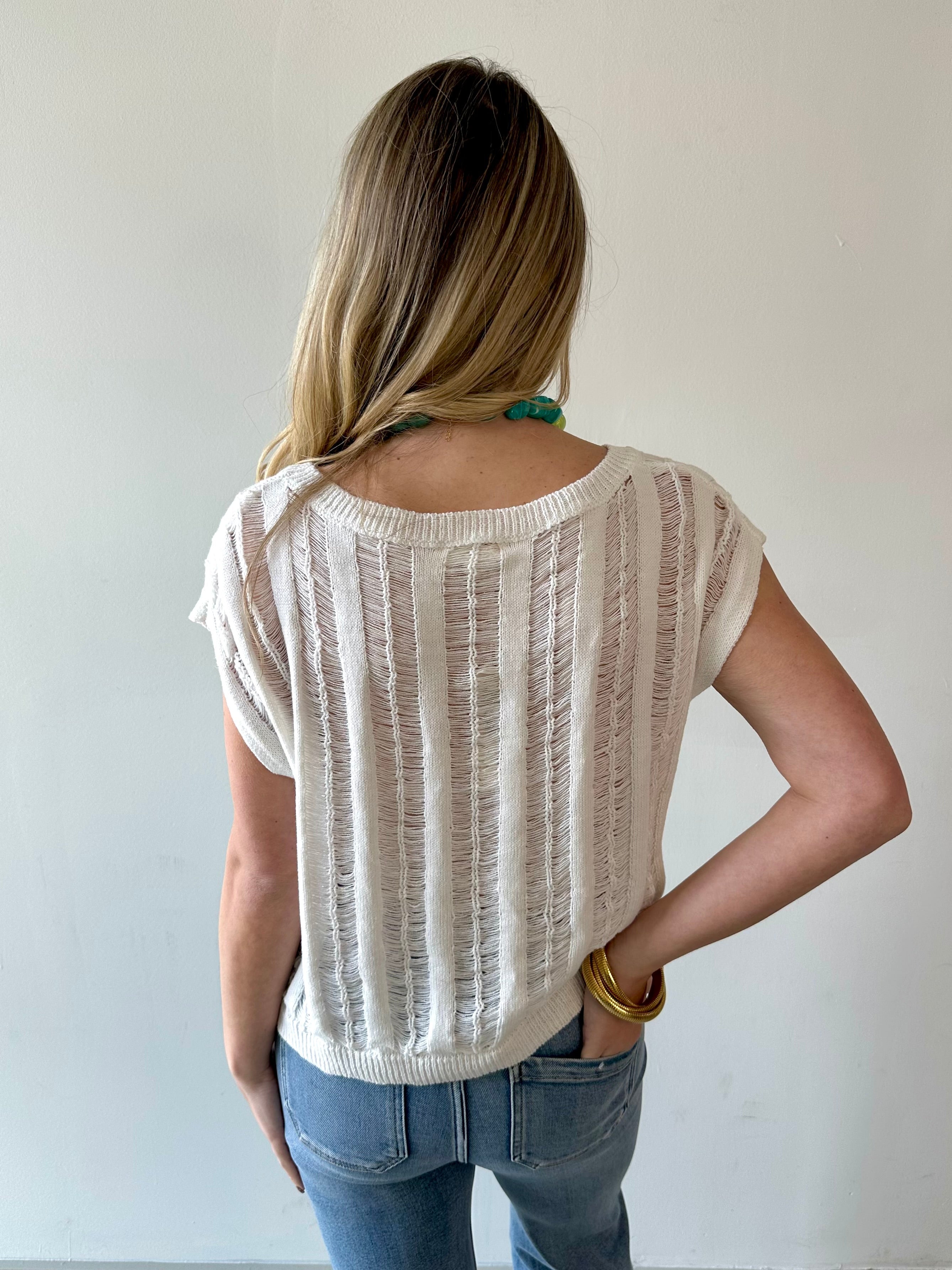 Ladder Knit Boxy Fit Top