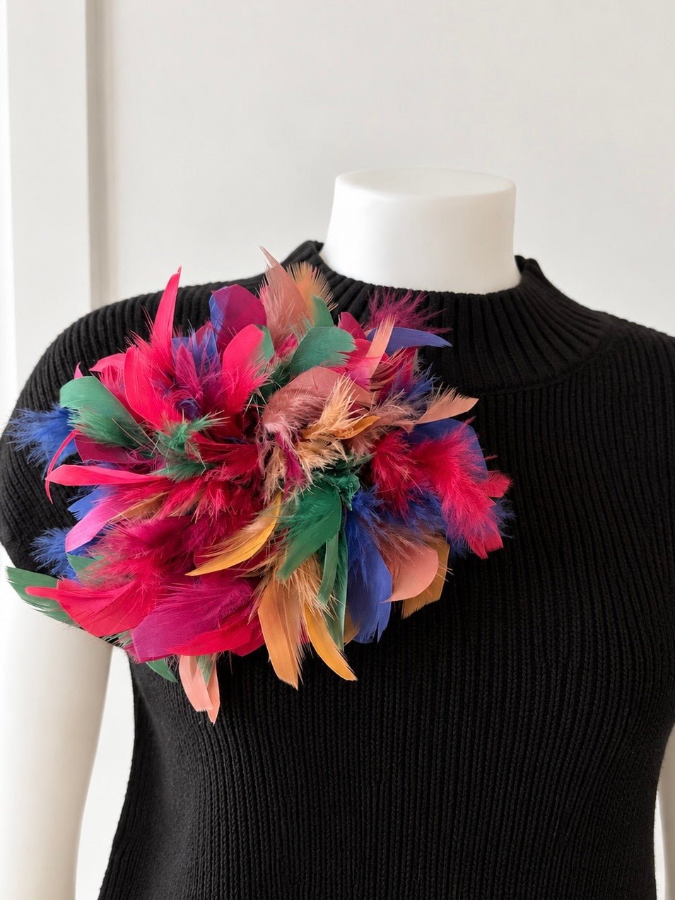 Large Feather Brooch Multi