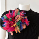 Large Feather Brooch Multi