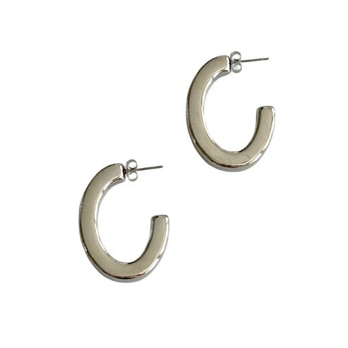 Large Silver C - Shape Hoop