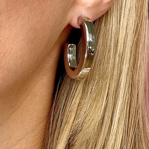 Large Silver C - Shape Hoop
