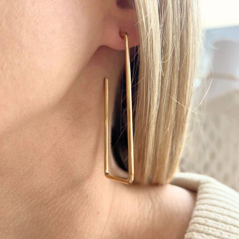 Large Thin Rectangle Earring