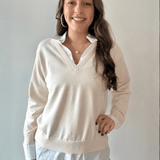 Layered Mixed Media Sweater - Ivory/White