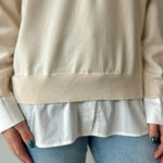 Layered Mixed Media Sweater - Ivory/White