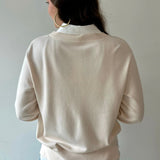 Layered Mixed Media Sweater - Ivory/White