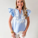 Layered Ruffled Embroidered Top