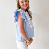 Layered Ruffled Embroidered Top