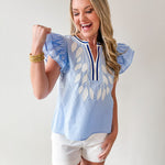 Layered Ruffled Embroidered Top