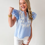 Layered Ruffled Embroidered Top