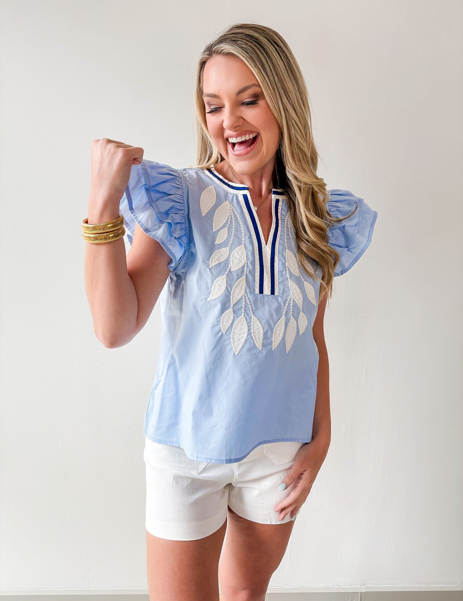 Layered Ruffled Embroidered Top