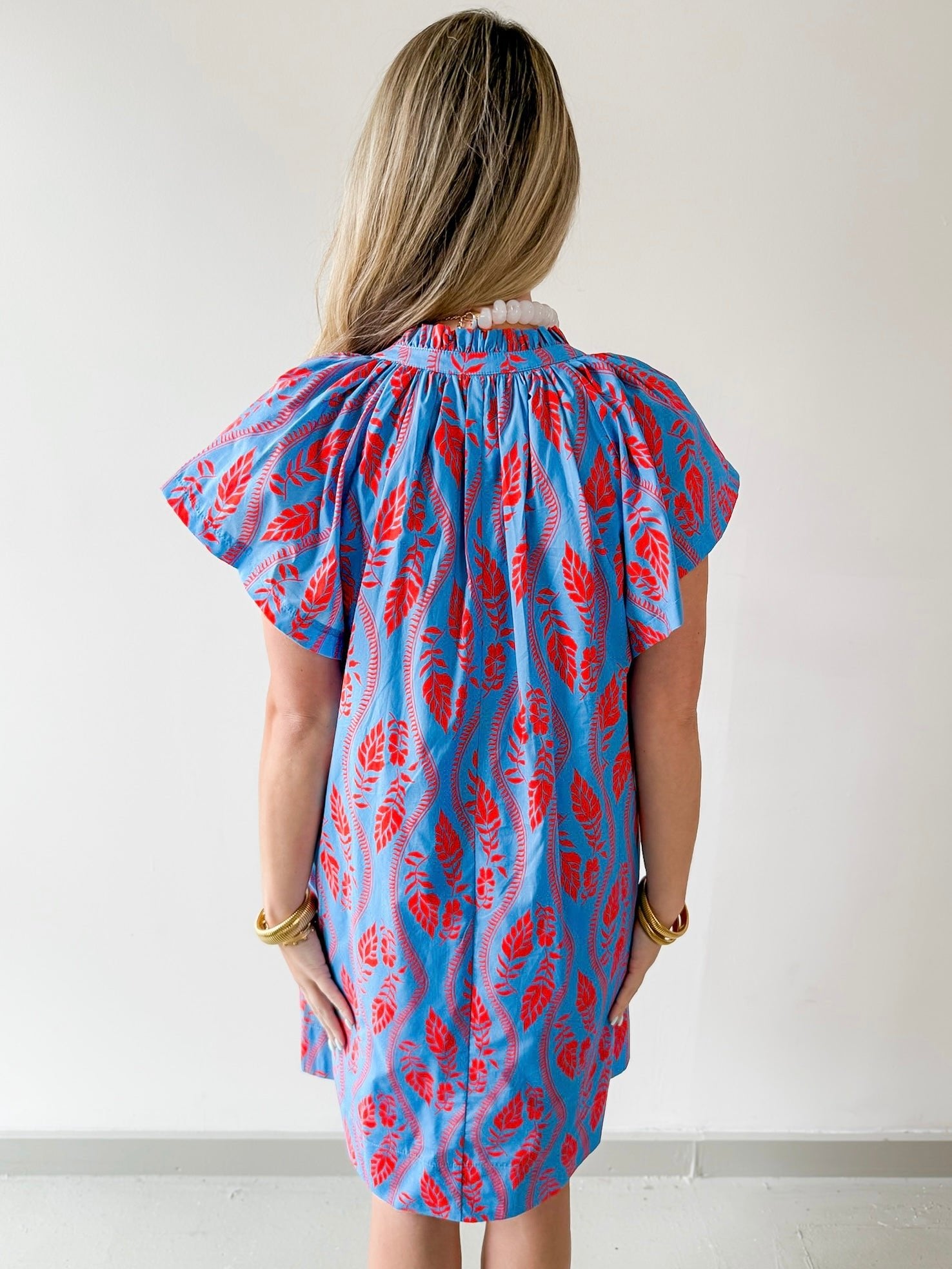 Leaf Print Tunic Mini Dress