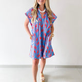 Leaf Print Tunic Mini Dress