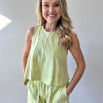 Leah Lime Cream Tank Top & Short Set