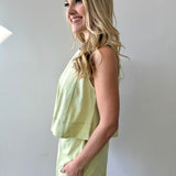 Leah Lime Cream Tank Top & Short Set