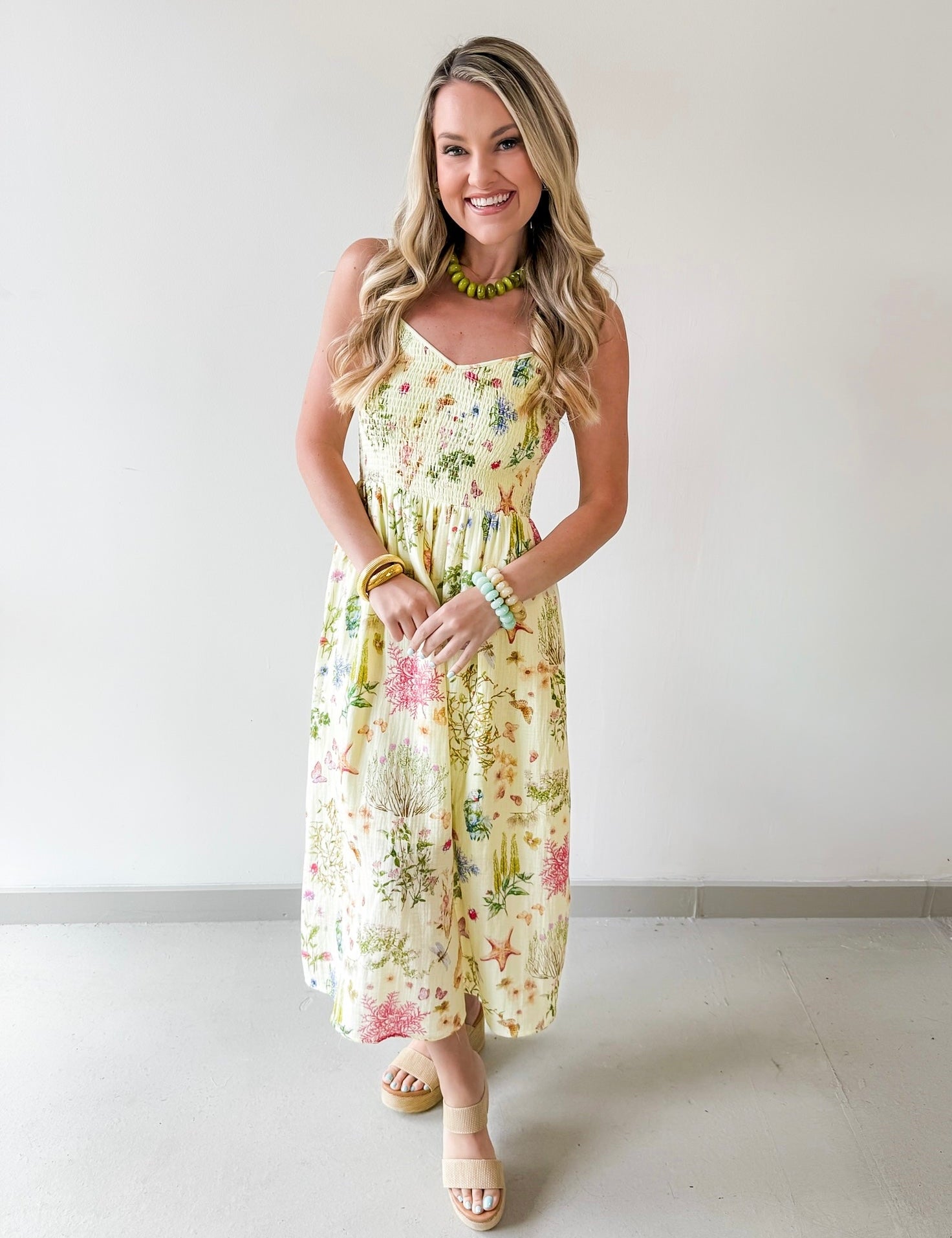 Lemon Sorbet Gauze Smock Dress