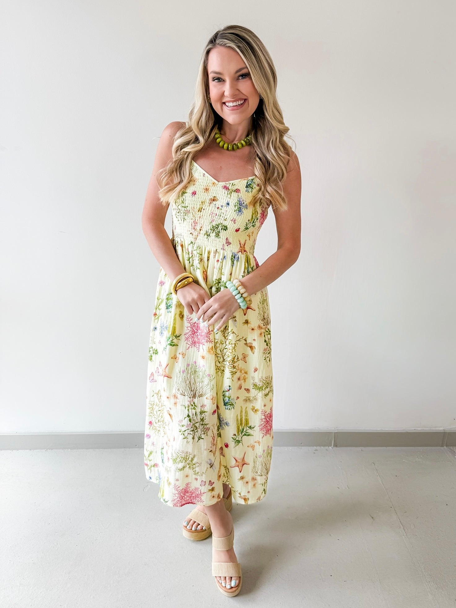 Lemon Sorbet Gauze Smock Dress