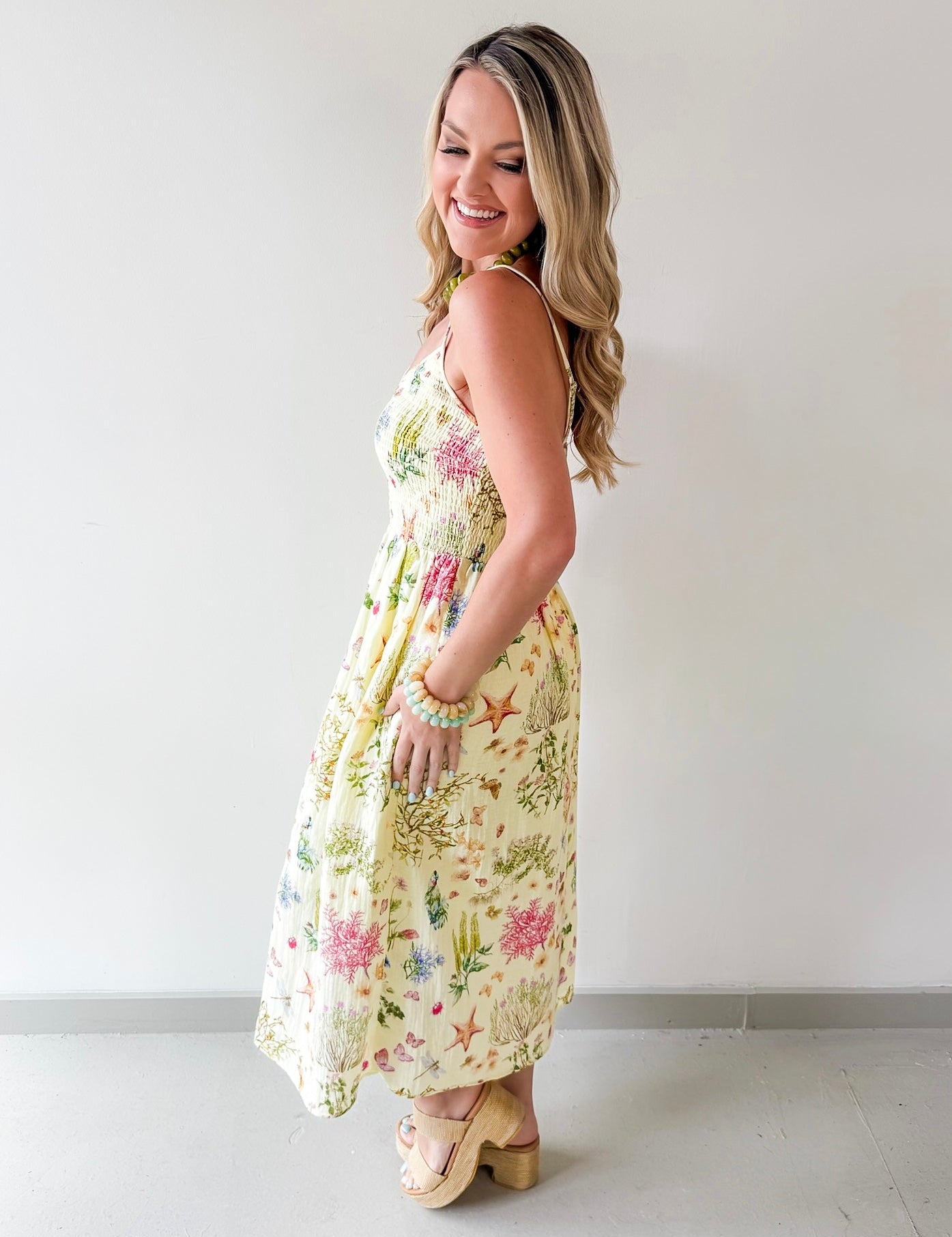 Lemon Sorbet Gauze Smock Dress