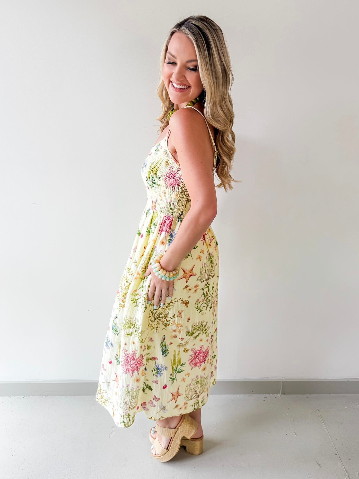 Lemon Sorbet Gauze Smock Dress