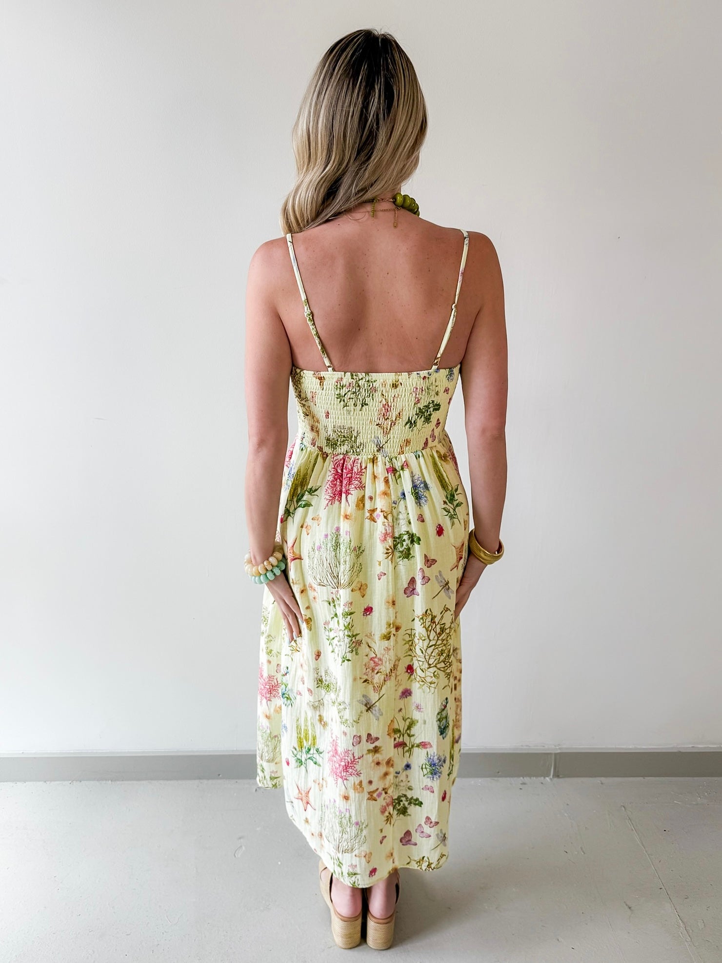 Lemon Sorbet Gauze Smock Dress
