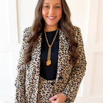 Leopard Pattern Side Flap Pocket Blazer - Taupe