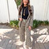 Leopard Pattern Side Flap Pocket Blazer - Taupe