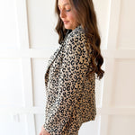 Leopard Pattern Side Flap Pocket Blazer - Taupe