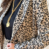 Leopard Pattern Side Flap Pocket Blazer - Taupe