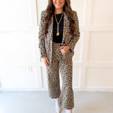 Leopard Pattern Side Flap Pocket Blazer - Taupe
