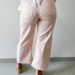 Leopard Print Barrel Crop Jean - Pink