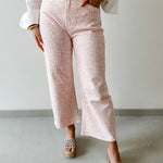 Leopard Print Barrel Crop Jean - Pink