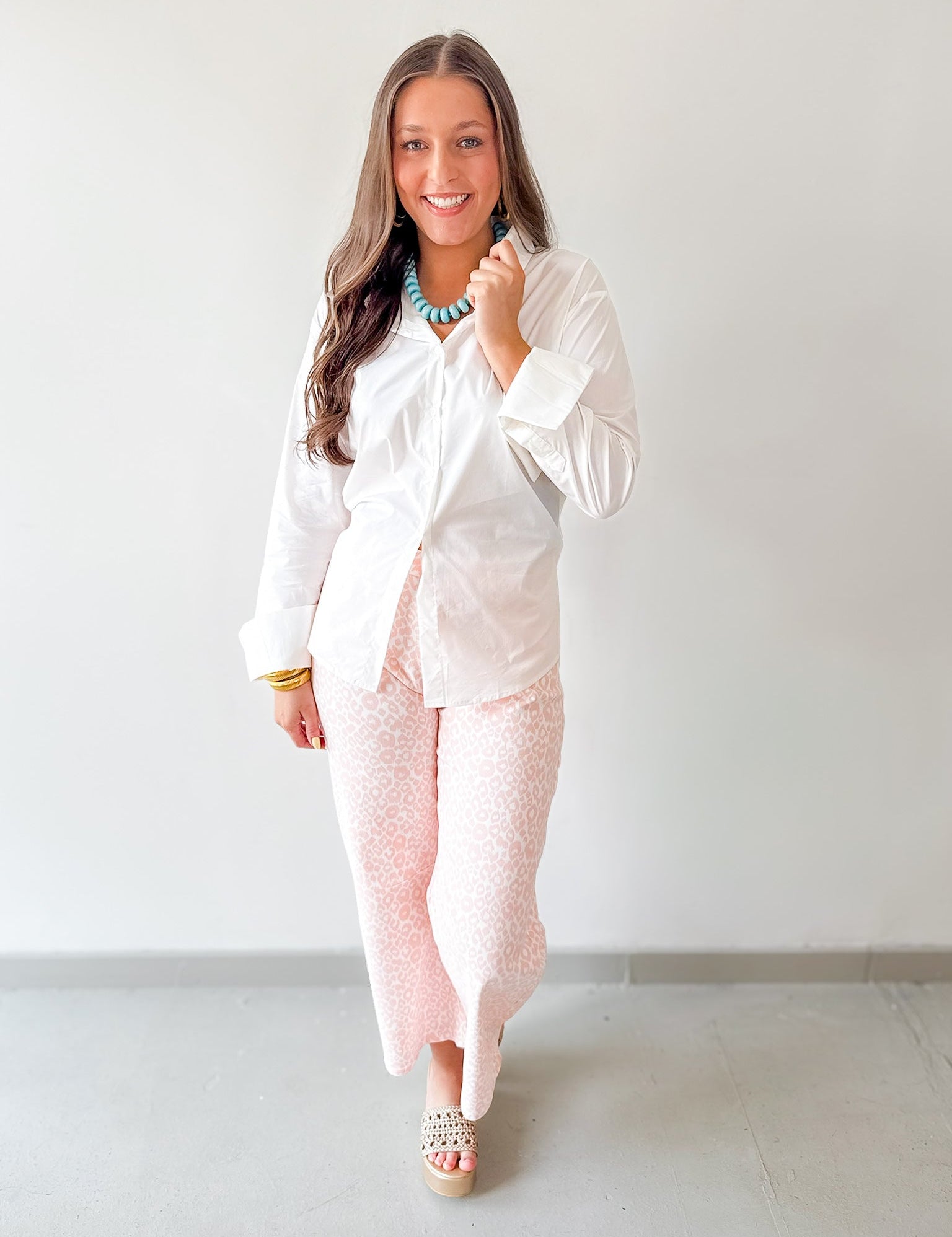 Leopard Print Barrel Crop Jean - Pink