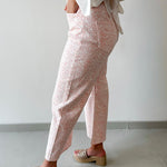 Leopard Print Barrel Crop Jean - Pink