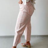 Leopard Print Barrel Crop Jean - Pink