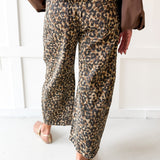 Leopard Print Barrel Jeans