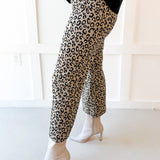 Leopard Print Zip Front Pant - Taupe