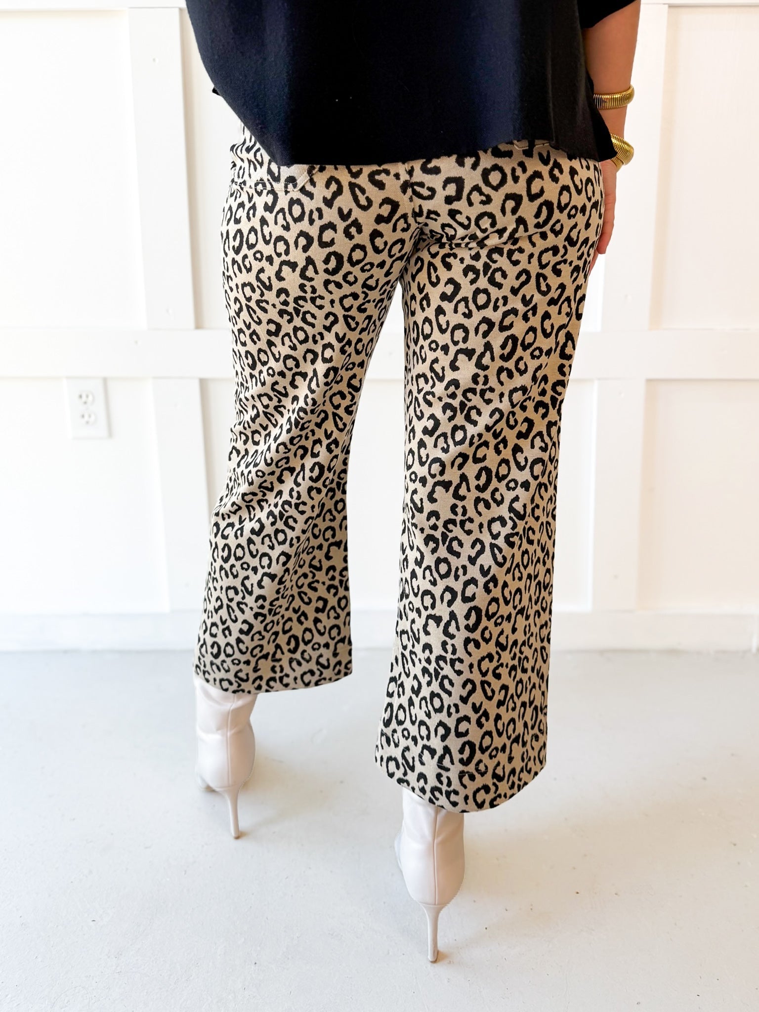 Leopard Print Zip Front Pant - Taupe