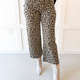Leopard Print Zip Front Pant - Taupe