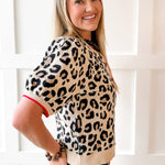 Leopard Sweater Cardigan - Taupe