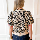 Leopard Sweater Cardigan - Taupe