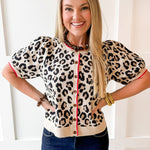 Leopard Sweater Cardigan - Taupe