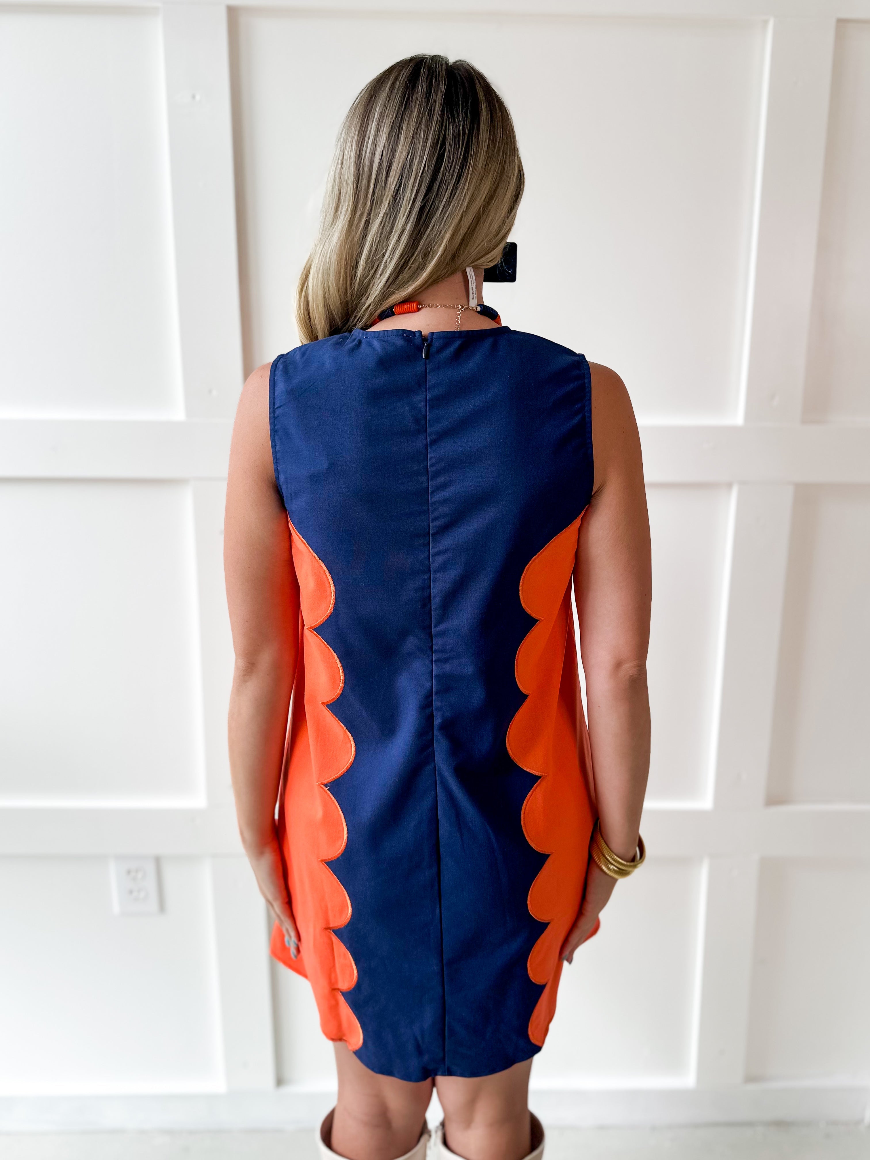 Lettie Sunkist Dress - Navy/Orange