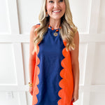 Lettie Sunkist Dress - Navy/Orange