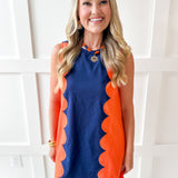 Lettie Sunkist Dress - Navy/Orange